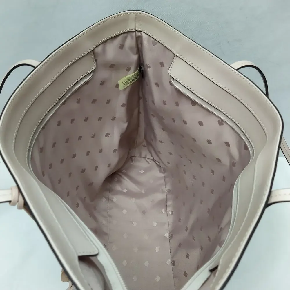 Kate Spade New York Beige Leather Double Handles Tote Bag